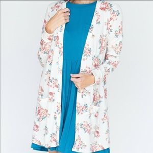 NWT•L-1X•CASSANDRA FLORAL CARDIGAN W POCKETS